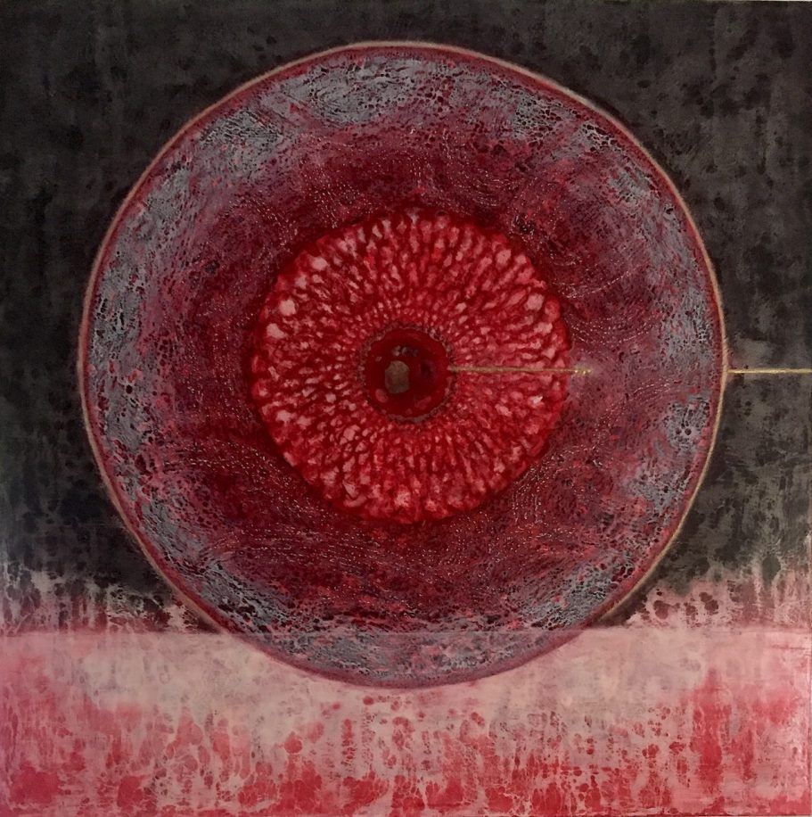 große runde rote scheibe